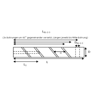 Boulon de graissage Arbre de graissage 50x490 avec 3 x trous 42CrMo4 surface trempé inductif